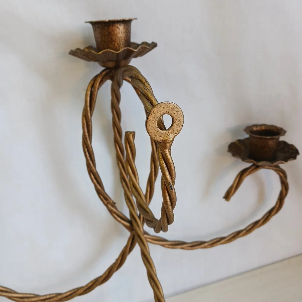 Vantage Hollywood Regency Brass 5 Tier Wall Candelabra